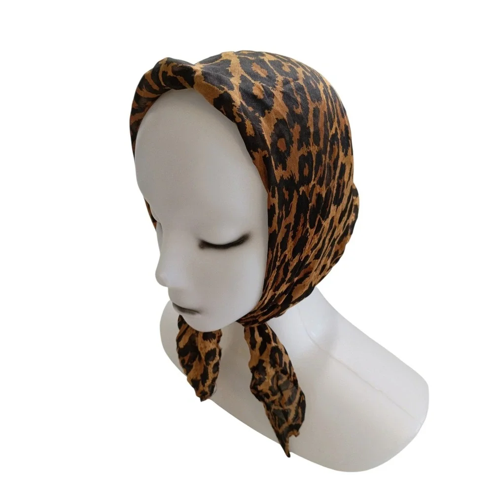 Nick and Nora Vintage Leopard Print Silk Scarf Square Neckerchief Made in USA